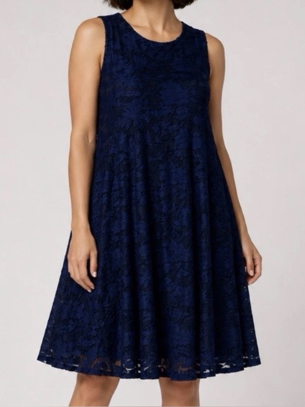 Susan Graver Women Petite Burnout Knit Sleeveless: SP, Burnout Blue navy A722256